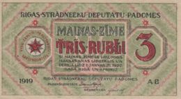 (B0121) LATVIA, 1919. 3 Rubli. P-R2. AUNC (AU) - Latvia