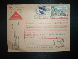 CP CR CHEQUES POSTAUX TP LE TOUQUET 1,00 + TROYES 0,10 OBL.MEC.29-6-1965 CHATEAUBRIANT (44) + OBL. POUANCE (49) - Postal Rates