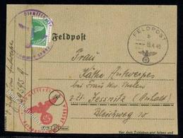 Feldpost WK II Feldpostvordruck Faltbrief Mi Nr. 16 Mit Halbierte Feldpost Zulassungsmarke Mi Nr. 4. Briefstempel 17092  - Oorlog 1939-45