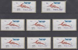 ISRAEL 2008 KLUSSENDORF ATM DEER POST WHITE TYPE FULL SET OF 8 STAMPS - Franking Labels