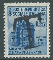 1944-45 RSI MONUMENTI DISTRUTTI 1,25 LIRE SEGNATASSE DI EMERGENZA MNH ** - R5-4 - Taxe