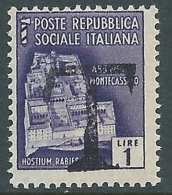 1944-45 RSI MONUMENTI DISTRUTTI 1 LIRA SEGNATASSE DI EMERGENZA MNH ** - R5-9 - Taxe