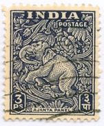 INDIA, FAUNA, ANMALI, ELEFANTI, 1949, FRANCOBOLLI USATI  Yvert Tellier 7  Scott 207 - Used Stamps