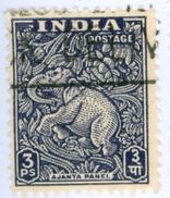 INDIA, FAUNA, ANMALI, ELEFANTI, 1949, FRANCOBOLLI USATI  Yvert Tellier 7  Scott 207 - Used Stamps