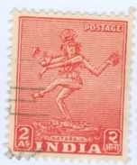 INDIA, MONUMENTI, RELIGIONE, NATARAJA, 1949, FRANCOBOLLI USATI  Yvert Tellier 11  Scott 211 - Used Stamps