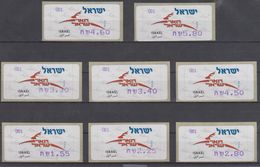 ISRAEL 2008 KLUSSENDORF ATM DEER POST WHITE TYPE FULL SET OF 8 STAMPS - Franking Labels