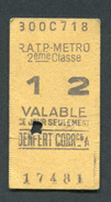 Ticket De Métro "Denfert - Correspondance" RATP 2ème Classe 1967 - Billet De Train - Europa