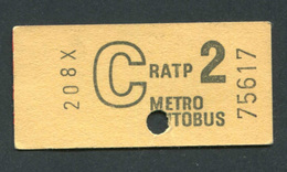 Très Beau Ticket De Métro  - Autobus Début Années 70 "Métropolitain - Paris" Chemin De Fer - Europe