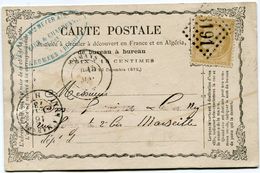 FRANCE CARTE POSTALE PRECURSEUR AFFRANCHIE AVEC UN N°59 OBL. GC 3191 DEPART ROMANS 15 MAI 73 POUR LA FRANCE - Cartoline Precursori