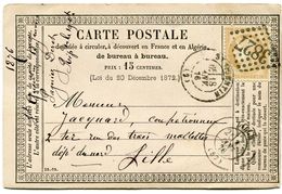 FRANCE CARTE POSTALE PRECURSEUR AFFRANCHIE AVEC UN N°55 OBL. GC 3827 DEPART ST QUENTIN 18 JANV 76 POUR LA FRANCE - Vorläufer