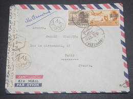 EGYPTE - Enveloppe De Alexandrie Pour La France En 1953 Avec Contrôle Postal ,affranchissement Plaisants - L 11942 - Cartas