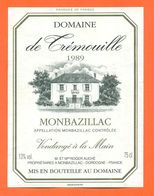 étiquette Vin De Monbazillac Domaine De Trémouille 1989 Roger Auché à Monbazillac - 75 Cl - Monbazillac