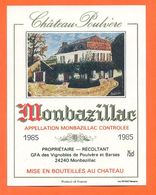 étiquette Ancienne Vin De Monbazillac Chateau Poulvère 1985 à Monbazillac - 75 Cl - Monbazillac