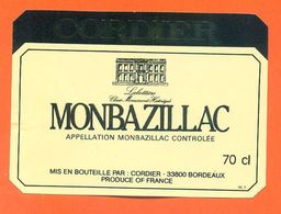 étiquette Vin De Monbazillac Chateau Labottière Cordier à Bordeaux - 70 Cl - Monbazillac