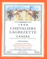 étiquette Vin De Cahors Chevaliers Lagrezette 1998 Alain Dominique Perrin à Caillac - 75 Cl - Cahors