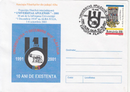 ALBA IULIA UNIVERSITY ANNIVERSARY, SPECIAL COVER, 2001, ROMANIA - Briefe U. Dokumente