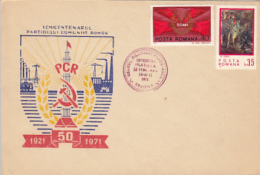 ROMANIAN COMMUNIST PARTY ANNIVERSARY, SPECIAL COVER, 1972, ROMANIA - Lettres & Documents