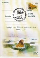 ARCTIC EXPEDITION, FRAM SHIP, WALRUS, PC STATIONERY, ENTIER POSTAL, 2003, ROMANIA - Expéditions Arctiques