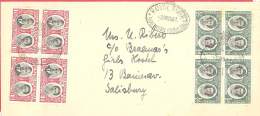 South Rhodesia  Royal Visit  7.4.47  4-er Blöcke Auf Brief - Südrhodesien (...-1964)