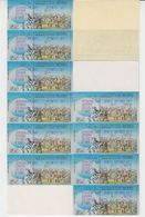 ISRAEL 2001 MASSAD ATM MULTINATIONAL STAMP EXHIBITION JERUSALEM DAY LINE OF 10 STAMPS - Franking Labels