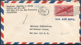 1945 USA Hawaii APO 953 US Army Airmail Cover - Militay Ordinariate, New York - Hawaï