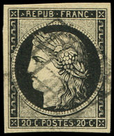 EMISSION DE 1849 3    20c. Noir Sur Jaune, Obl. GRILLE, Belles Marges, TTB - 1849-1850 Ceres