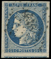 EMISSION DE 1849 4    25c. Bleu, Obl. PC Non Lisible, Belles Marges, TB - 1849-1850 Ceres