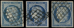 EMISSION DE 1849 4    25c. Bleu, 3 Nuances Obl., TB/TTB - 1849-1850 Ceres