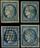 EMISSION DE 1849 4    25c. Bleu, 4 Ex. Choisis, Obl., TTB/Superbes - 1849-1850 Ceres