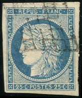 EMISSION DE 1849 4f   25c. Bleu Clair, Très Belles Marges, Obl. GRILLE, TB - 1849-1850 Cérès