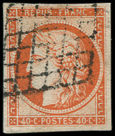 EMISSION DE 1849 5    40c. Orange, Obl. GRILLE, Belle Nuance, TB - 1849-1850 Cérès