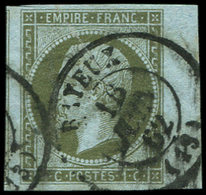 EMPIRE NON DENTELE 11    1c. Olive, Petit Bdf, Obl. Càd T15 BAYEUX 16/6/62, Frappe Un Peu Lourde, Sinon TB - 1853-1860 Napoléon III.