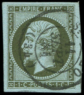 EMPIRE NON DENTELE 11    1c. Olive, Obl. Càd T15 ST MALO 11/9/61, Belles Marges, TTB - 1853-1860 Napoleone III