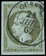 EMPIRE NON DENTELE 11    1c. Olive, Obl. Càd T15 CUSSET 24/7/62, TB/TTB - 1853-1860 Napoléon III.