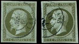 EMPIRE NON DENTELE 11    1c. Olive Et 1c. Olive Foncé Obl. Càd, TB - 1853-1860 Napoléon III.