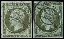 EMPIRE NON DENTELE 11 Et 11a, 1c. Olive Et 1c. Bronze Obl. Càd, TB - 1853-1860 Napoleon III