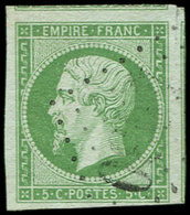 EMPIRE NON DENTELE 12    5c. Vert, Grandes Marges, 2 Amorces De Voisin, Obl. GC Léger, TTB - 1853-1860 Napoleon III