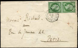 Let EMPIRE NON DENTELE 12    5c. Vert, PAIRE Obl. Los. G Et Càd De Distribution 26/3/57 S. LSC, TB - 1853-1860 Napoléon III.