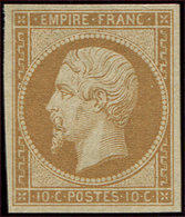 (*) EMPIRE NON DENTELE 13A  10c. Bistre, T I, Neuf Sans Gomme, TB. C - 1853-1860 Napoleone III