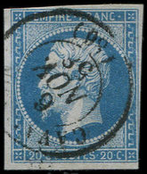 EMPIRE NON DENTELE 14A  20c. Bleu Obl. Càd 6/11/58, TB - 1853-1860 Napoleon III