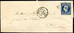 Let EMPIRE NON DENTELE 14Ad 20c. Bleu Foncé Sur VERT, T I, Obl. PC 2650 S. LAC, Càd T15 RENNES 9/8/56, TTB - 1853-1860 Napoleon III