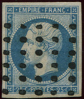 EMPIRE NON DENTELE 15   25c. Bleu, Obl. GROS POINTS, TB - 1853-1860 Napoleon III