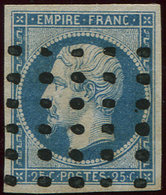 EMPIRE NON DENTELE 15   25c. Bleu, Obl. GROS POINTS, TB - 1853-1860 Napoleone III