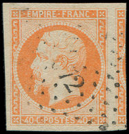EMPIRE NON DENTELE 16   40c. Orange, Obl. PC, Frappe Légère, Voisin à Droite, Superbe - 1853-1860 Napoléon III.