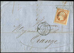 Let EMPIRE NON DENTELE 16b  40c. Orange Sur Paille, Obl. ETOILE Sur LAC, Càd PARIS 22/10/55, TTB - 1853-1860 Napoleon III