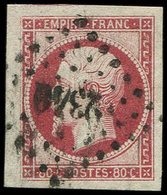 EMPIRE NON DENTELE 17A  80c. Carmin Clair, Obl. PC 2340, Grandes Marges, TTB - 1853-1860 Napoléon III.