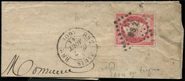 Let EMPIRE NON DENTELE 17B  80c. Rose, PERCE En LIGNE, Obl. BS2 S. Fragt De LSC, Càd PARIS 7/8/61, TB - 1853-1860 Napoleone III