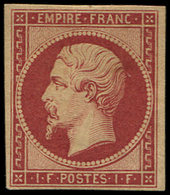 * EMPIRE NON DENTELE R18d  1f. Carmin, REIMPRESSION, Infime Pelurage, Sinon TB - 1853-1860 Napoleon III