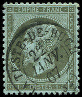 EMPIRE DENTELE 19    1c. Olive, Obl. Càd T15 LA TESTE-DE-BUCH 22/1/67, Frappe Superbe - 1862 Napoléon III.