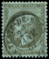 EMPIRE DENTELE 19    1c. Olive, Obl. Càd T15 LA TESTE-DE-BUCH 22/1/67, Frappe Superbe - 1862 Napoleone III